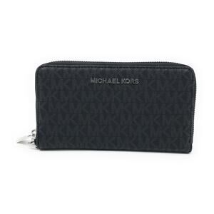 NWT Michael Kors Jet Set Large Signature Logo Smartphone Wallet Black